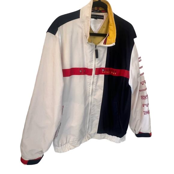 Vintage Tommy Hilfiger Spellout Sleeve Sailing Jacket Flag. Mens 
Size Large - Picture 1 of 11